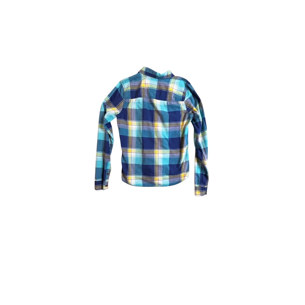 Hollister Blue Teal Yellow Plaid‎ Button Down Cotton  Shirt  M - Picture 7 of 7
